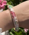 Pastel Kalın Pembe Yeşil Lotus Mineli Bileklik