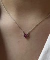 Pembe Kalp Kolye I 925 Gümüş