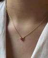 Pembe Kalp Kolye I 925 Gümüş