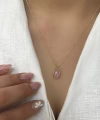 Pembe Oval Taşlı Kolye I 925 Gümüş