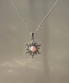 Pembe Taşlı Opal Sun Kolye | Çelik