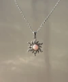 Pembe Taşlı Opal Sun Kolye | Çelik