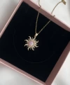 Pembe Taşlı Opal Sun Kolye | Çelik