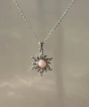 Pembe Taşlı Opal Sun Kolye | Çelik