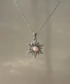 Pembe Taşlı Opal Sun Kolye | Çelik