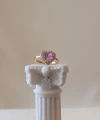 Pembe Taşlı Swarovski Kalp Yüzük | Çelik