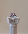 Pembe Taşlı Swarovski Kalp Yüzük | Çelik