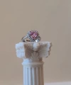 Pembe Taşlı Swarovski Kalp Yüzük | Çelik