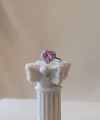 Pembe Taşlı Swarovski Kalp Yüzük | Çelik