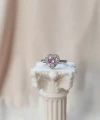 Pembe Taşlı Swarovski Kalp Yüzük | Çelik