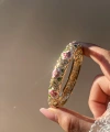 Saten Pembe Çiçekli Mineli Bileklik