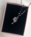 Tasarım Opal Pembe Hilal Kolye | Çelik