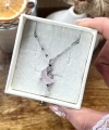 Tasarım Opal Pembe Hilal Kolye | Çelik