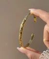 Oymalı Çiçek Vintage Kelepçe Bileklik
