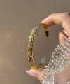 Oymalı Çiçek Vintage Kelepçe Bileklik