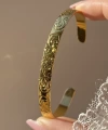 Oymalı Çiçek Vintage Kelepçe Bileklik