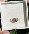 Oval Kırmızı Taşlı Vintage Yüzük