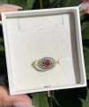 Oval Kırmızı Taşlı Vintage Yüzük