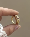 Bordo Taşlı Vintage Yüzük I 14 Altın Kaplama