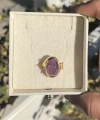 Mor Taşlı Vintage Yüzük I 14 Altın Kaplama
