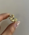 Taşlı Kalp Vintage Yüzük I Ham Pirinç