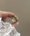 Yeşil Yıldız Damalı Vintage Yüzük I 14 Altın Kaplama