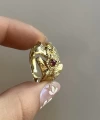 Kırmızı Taşlı Vintage Yüzük I 14 Altın Kaplama
