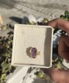 Mor Taşlı Vintage Yüzük I 14 Altın Kaplama