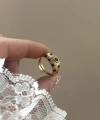 Yeşil Yıldız Damalı Vintage Yüzük I 14 Altın Kaplama