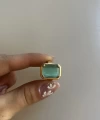 Kedi Gözü Taşlı Vintage Yüzük I 14 Altın Kaplama