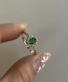 Yeşil Taşlı Vintage Yüzük I Ham Pirinç