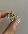 Taşlı Kalp Vintage Yüzük I Ham Pirinç