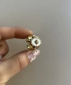 Beyaz Sedefli Yıldız Vintage Yüzük I Çelik