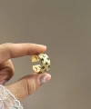 Yeşil Taşlı Vintage Yüzük I 14 Altın Kaplama