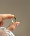 Yeşil Taşlı Vintage Yüzük I 14 Altın Kaplama