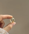 Yeşil Taşlı Vintage Yüzük I 14 Altın Kaplama