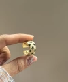 Yeşil Taşlı Vintage Yüzük I 14 Altın Kaplama