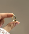 Yeşil Taşlı Vintage Yüzük I 14 Altın Kaplama