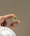 Yeşil Taşlı Vintage Yüzük I 14 Altın Kaplama