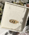 Yeşil Yıldız Damalı Vintage Yüzük I 14 Altın Kaplama