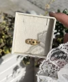Yeşil Yıldız Damalı Vintage Yüzük I 14 Altın Kaplama