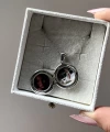 Yuvarlak Çiçek Desenli Minimal Çift Fotoğraflı Kolye I Çelik