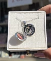 Yuvarlak Çiçek Desenli Minimal Çift Fotoğraflı Kolye I Çelik