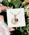Pembe Çiçek Sanat Kolye I Çelik