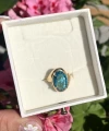 Mavi Taşlı Oval Vintage Yüzük I Ham Pirinç