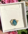 Mavi Taşlı Oval Vintage Yüzük I Ham Pirinç