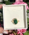 Yeşil Taşlı Oval Vintage Yüzük I Ham Pirinç
