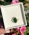 Yeşil Taşlı Oval Vintage Yüzük I Ham Pirinç