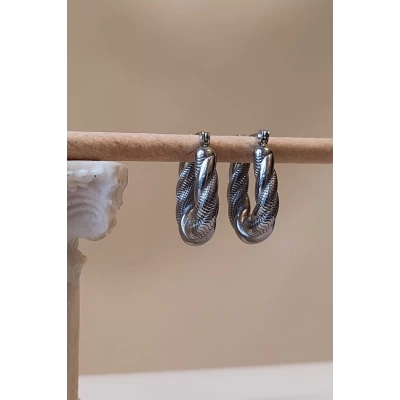 Bükümlü Oval Küpe / Çelik