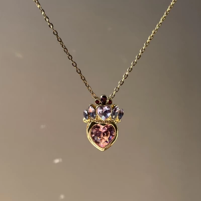 Pembe Crown Kolye | Çelik